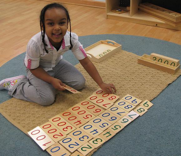 Montessori student counting